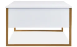 Table basse moderne Valmain 60x90cm Blanc et Métal Or