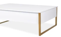 Table basse moderne Valmain 60x90cm Blanc et Métal Or