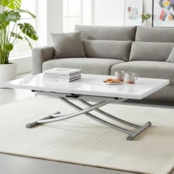 Table basse relevable Carrera XL Blanc laqué