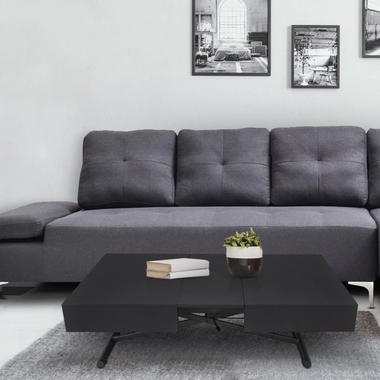 Table basse relevable Sundance Noir mat