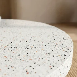 Table basse ronde moderne Titouan D84cm Effet Terrazzo