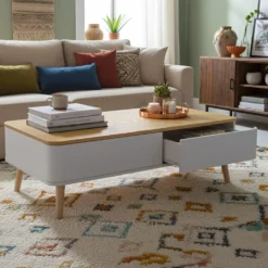 Table basse scandinave Bergen Blanc et Bois
