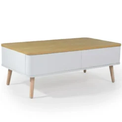 Table basse scandinave Bergen Blanc et Bois