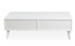 Table basse 2 tiroirs avec cannage Dalgora L120cm Blanc