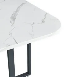 Table carrée 90cm avec 4 chaises gain de place Oslo Effet marbre blanc et Velours Noir