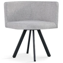 Table carrée 90cm avec 4 chaises gain de place Oslo Noir et Tissu Gris