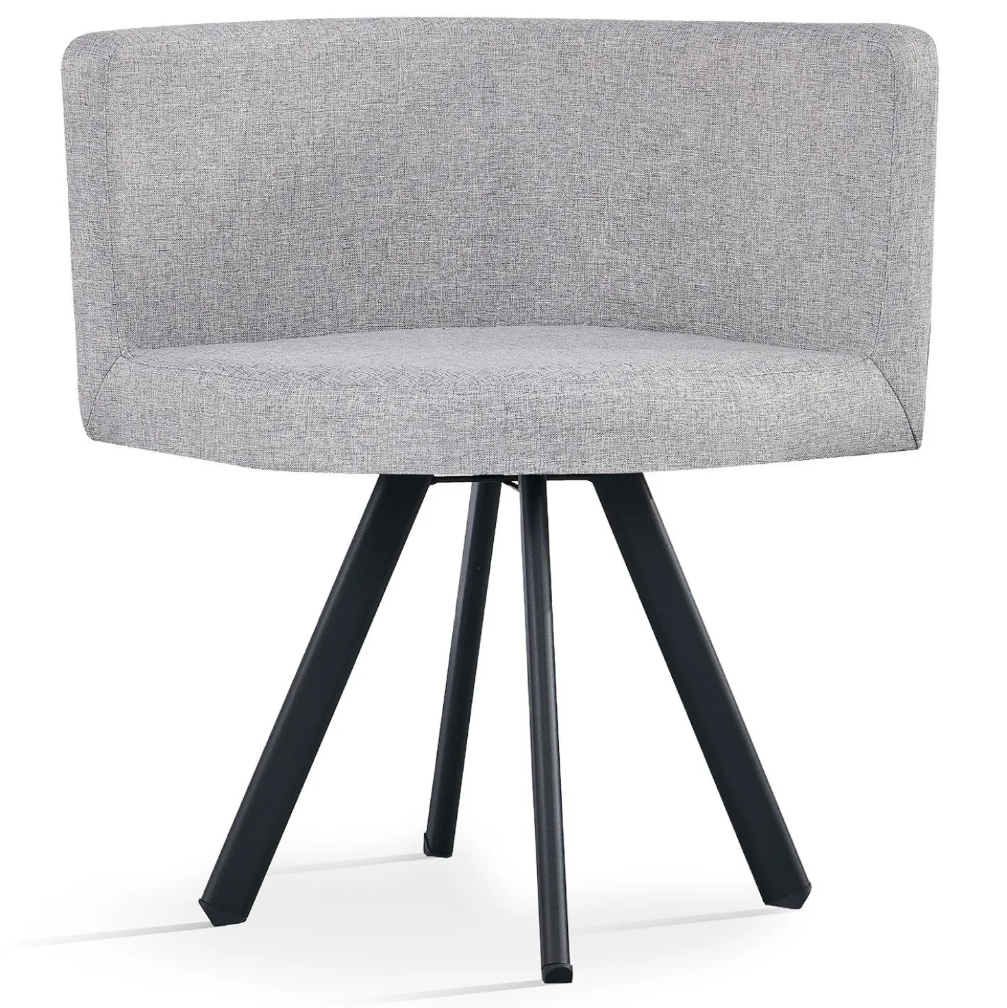 Table carrée 90cm avec 4 chaises gain de place Oslo Noir et Tissu Gris