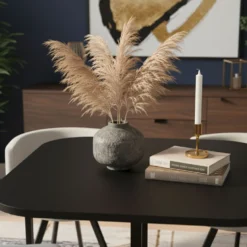 Table carrée 90cm avec 4 chaises gain de place Oslo Noir et Tissu Gris