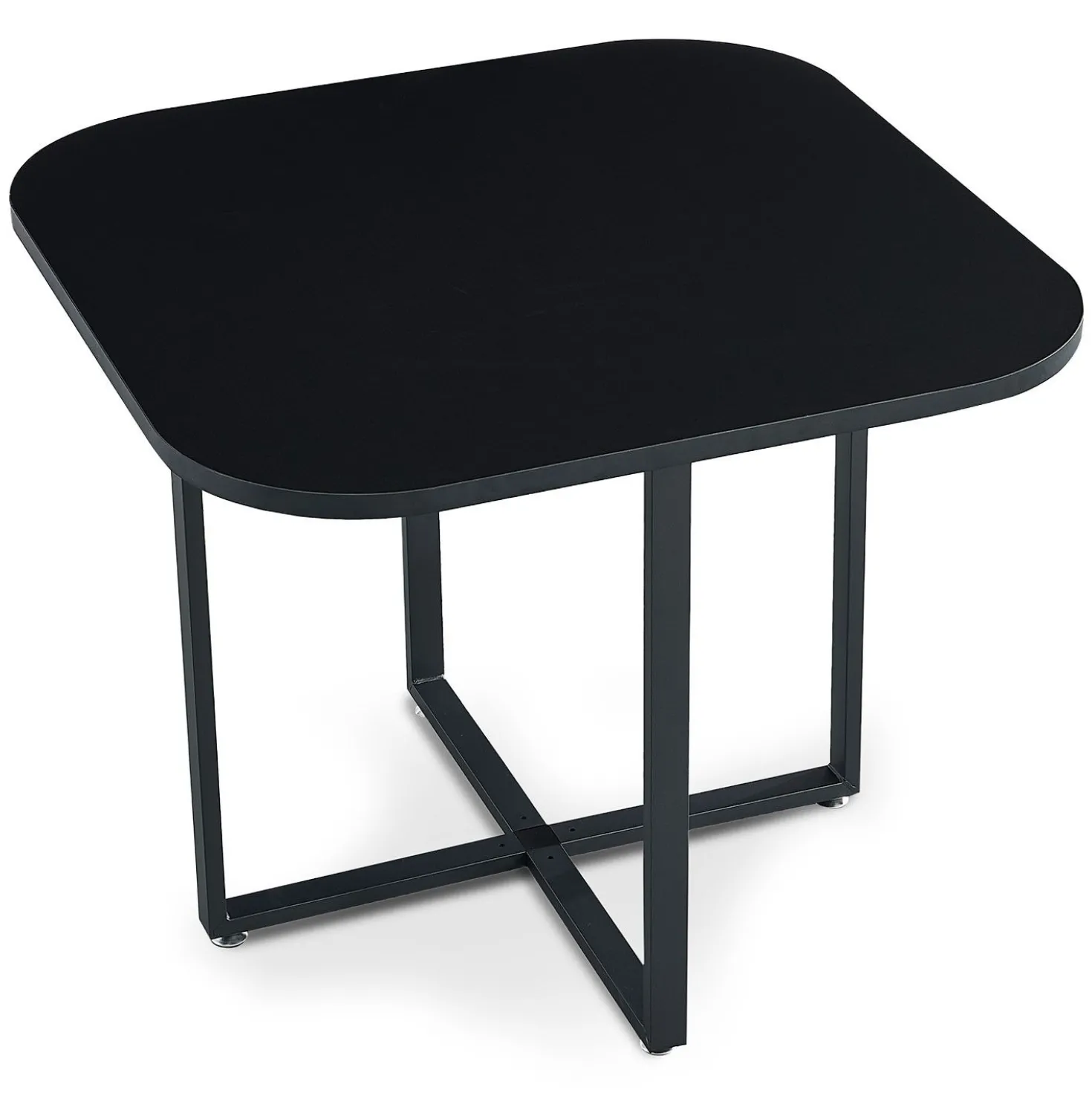 Table carrée 90cm avec 4 chaises gain de place Oslo Noir et Tissu Gris