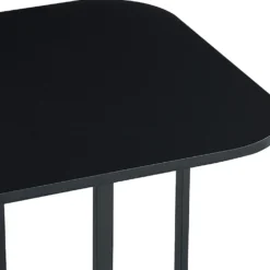 Table carrée 90cm avec 4 chaises gain de place Oslo Noir et Tissu Gris