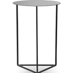 Table d'appoint Oliana Miroir et Métal Noir