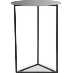 Table d'appoint Oliana Miroir et Métal Noir