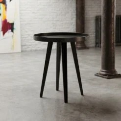Table d'appoint ronde à rebord 45cm Bipolart Métal Noir