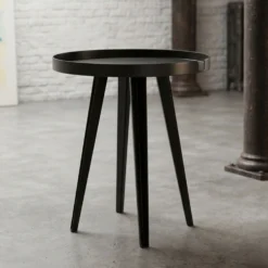 Table d'appoint ronde à rebord 45cm Bipolart Métal Noir