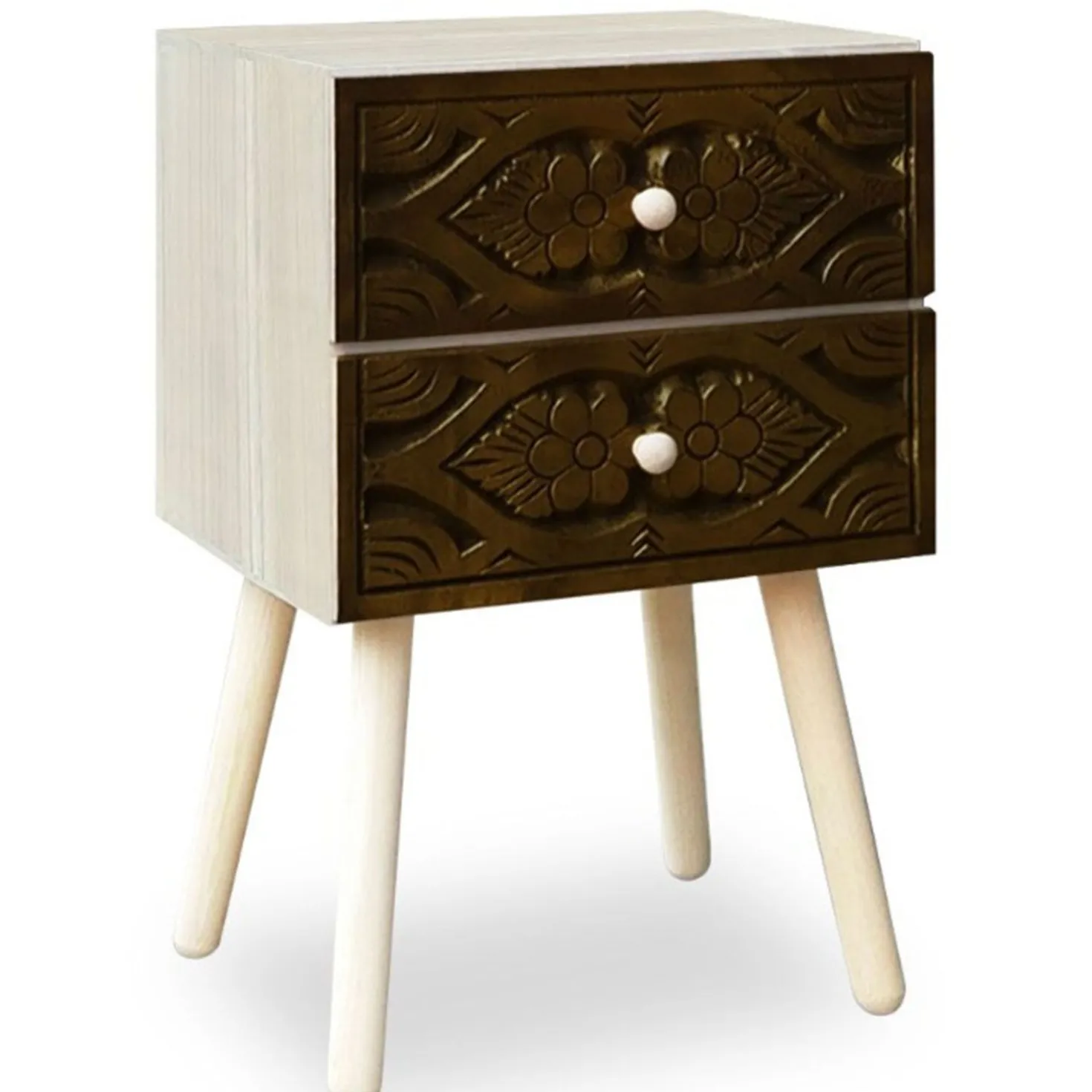 Table de chevet Catana 2 tiroirs Marron