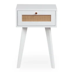 Table de chevet 1 tiroir avec cannage Dalgora L40cm Blanc