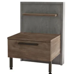 Table de chevet 1 tiroir Ralta style moderne bois foncé et gris
