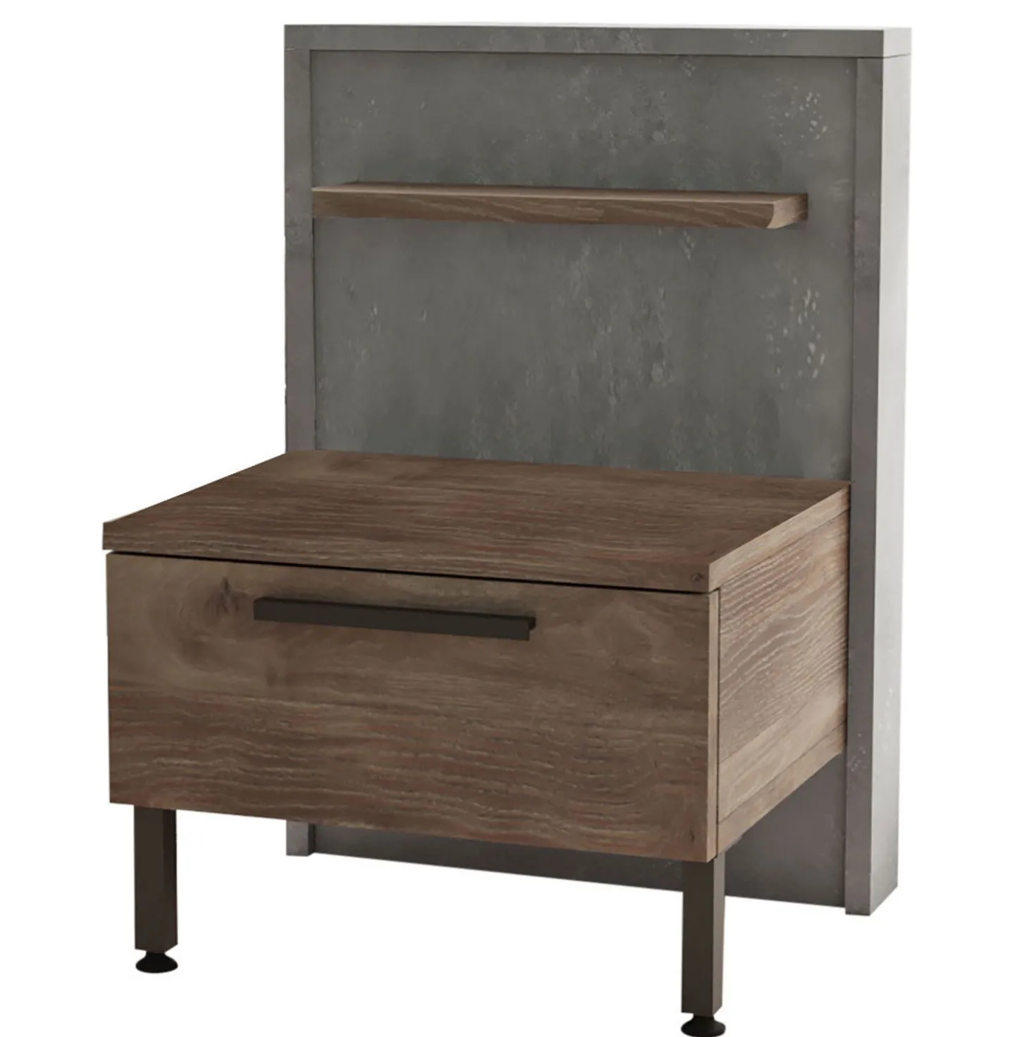 Table de chevet 1 tiroir Ralta style moderne bois foncé et gris