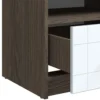 Table de chevet 1 tiroir Tenessil Chêne foncé et Blanc
