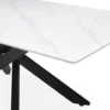 Table de salle à manger rectangulaire Axelia Métal Noir et Céramique effet marbre Blanc