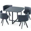 Table et chaises Oslo Gris et Tissu Gris
