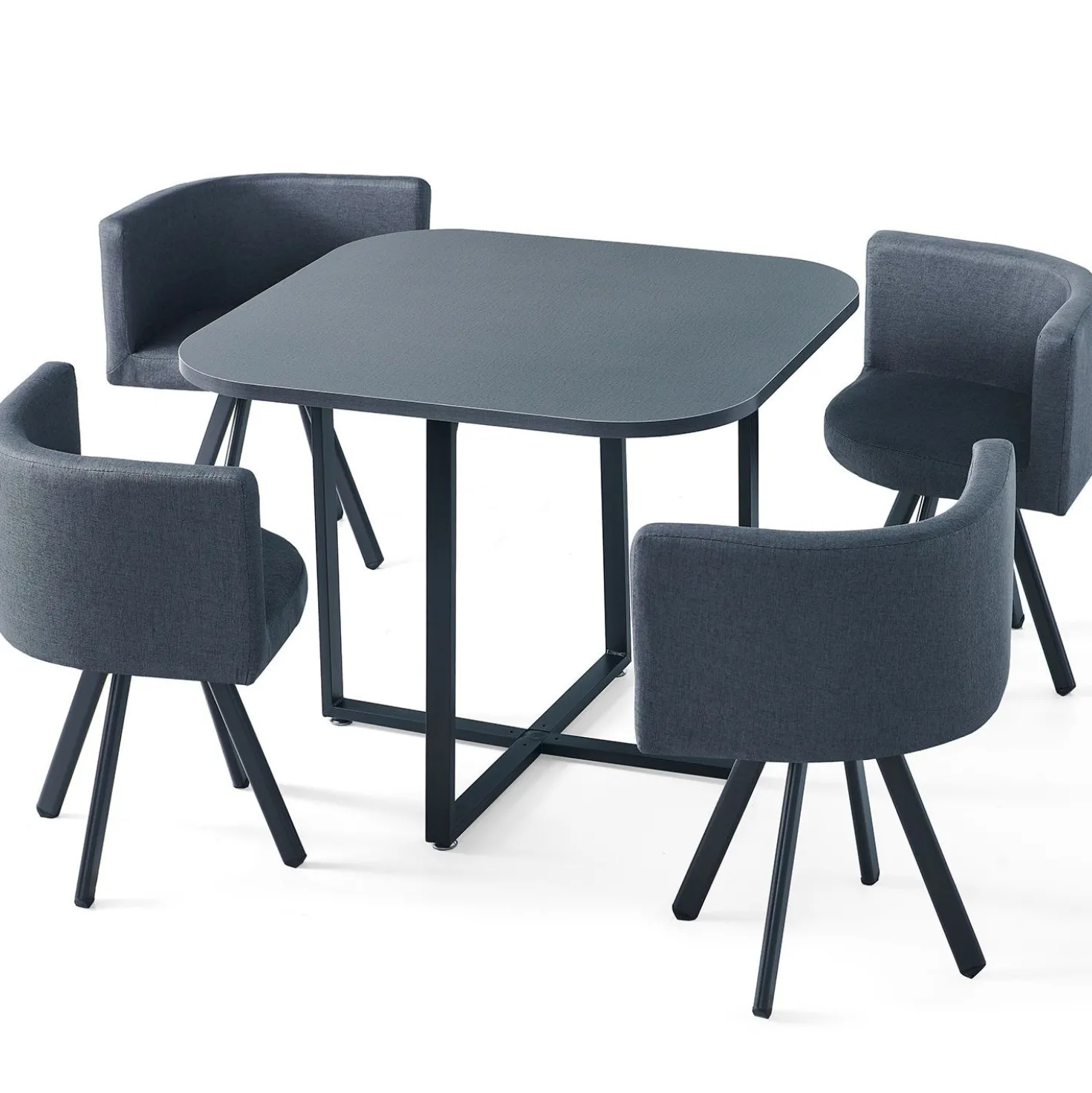 Table et chaises Oslo Gris et Tissu Gris