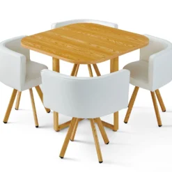 Table et chaises scandinaves Oslo Blanc et Chêne