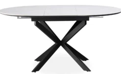 Table extensible Tyrese 160cm pieds en étoile et plateau effet marbre Blanc