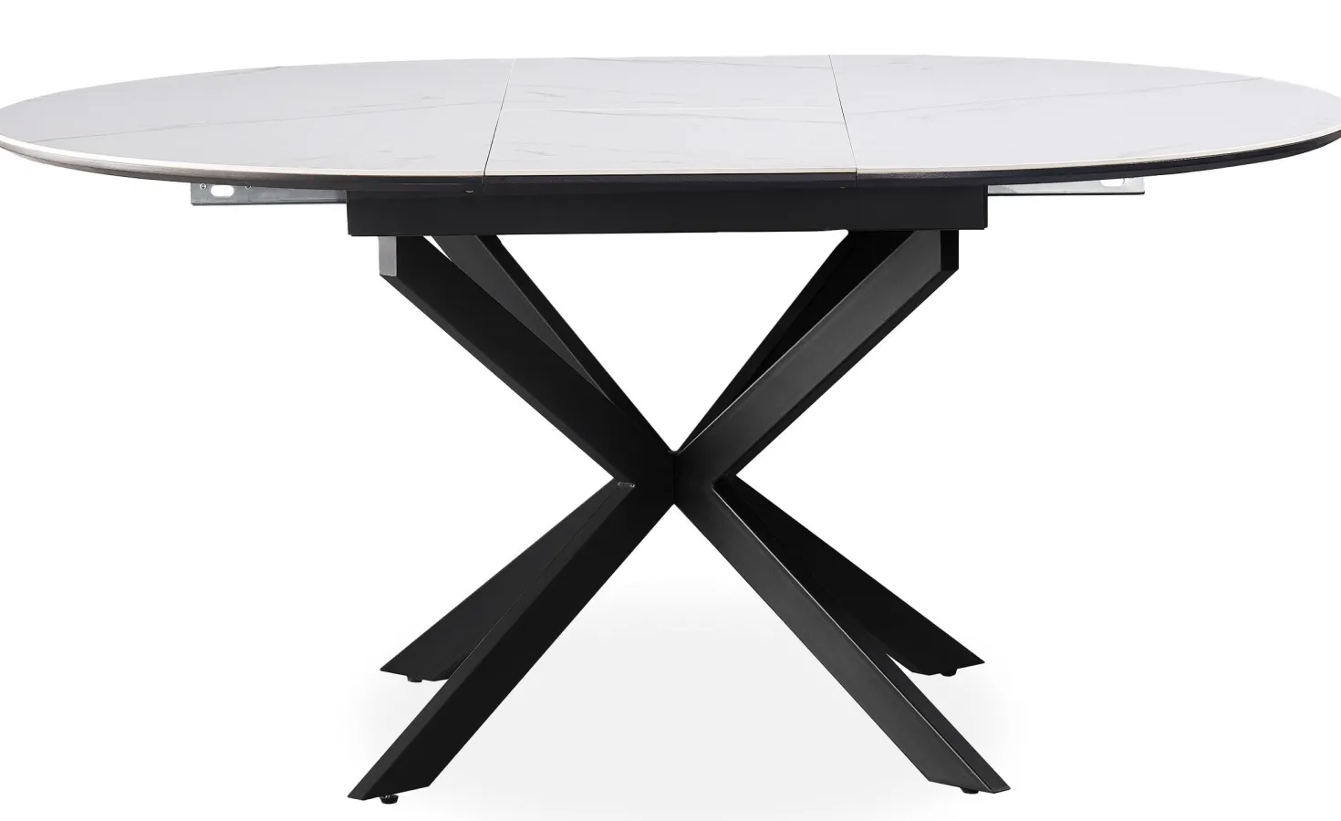 Table extensible Tyrese 160cm pieds en étoile et plateau effet marbre Blanc