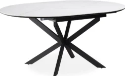 Table extensible Tyrese 160cm pieds en étoile et plateau effet marbre Blanc
