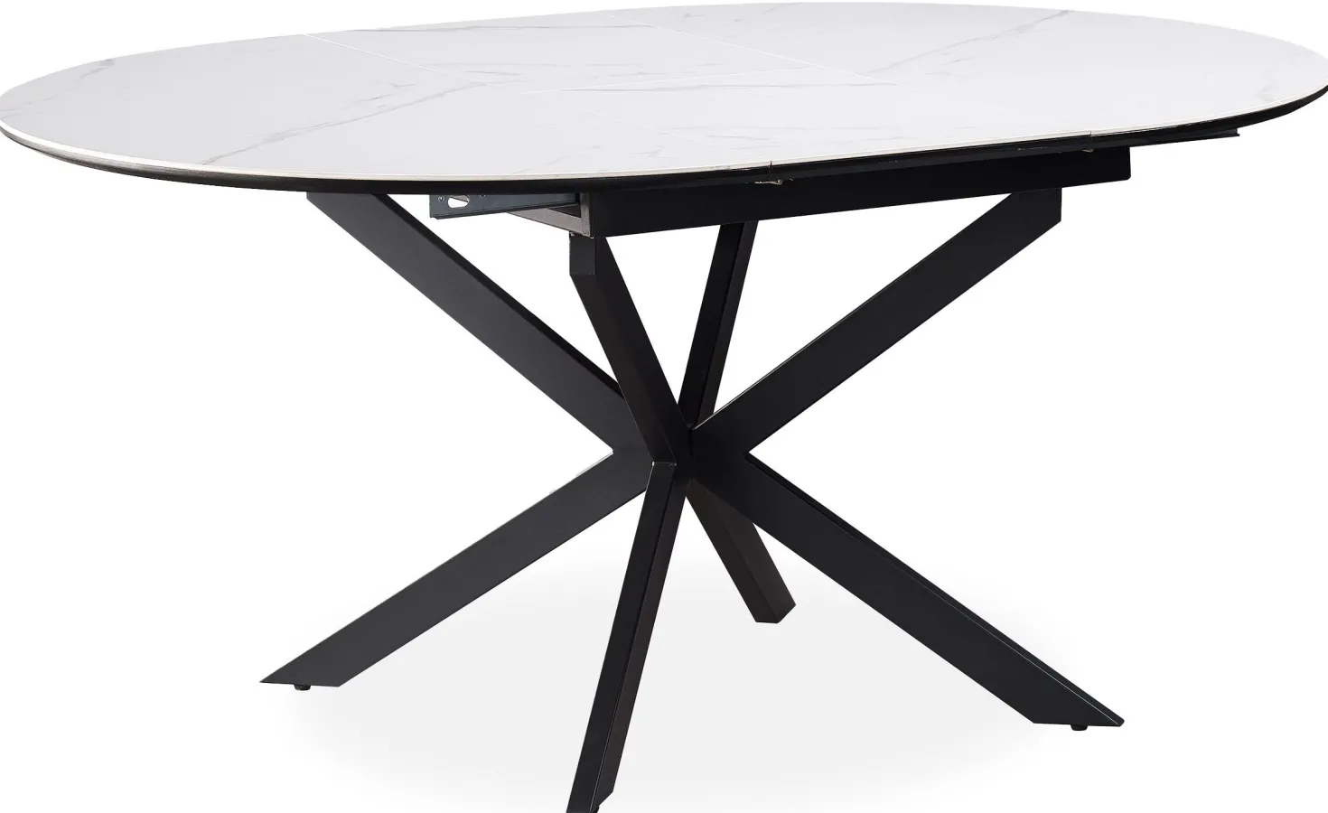 Table extensible Tyrese 160cm pieds en étoile et plateau effet marbre Blanc