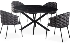 Table extensible Tyrese 160cm pieds en étoile et plateau Céramique Noir