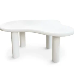 Table à manger forme nuage asymétrique L180cm VALDO Blanc minéral texturé