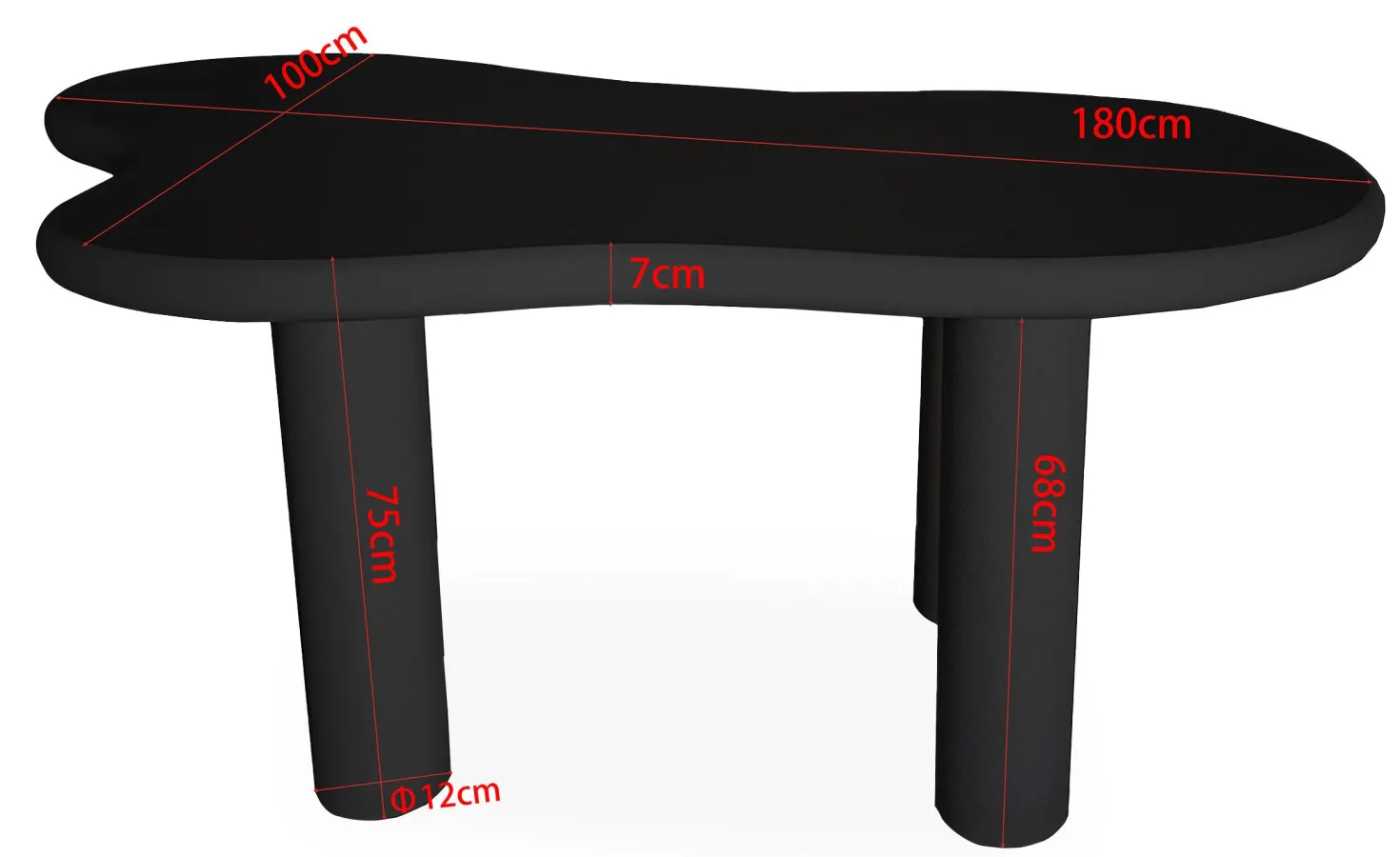 Table à manger forme nuage asymétrique L180cm VALDO Noir