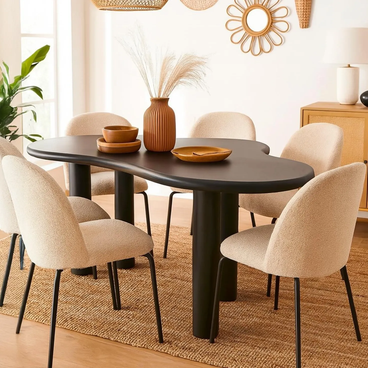 Table à manger forme nuage asymétrique L180cm VALDO Noir