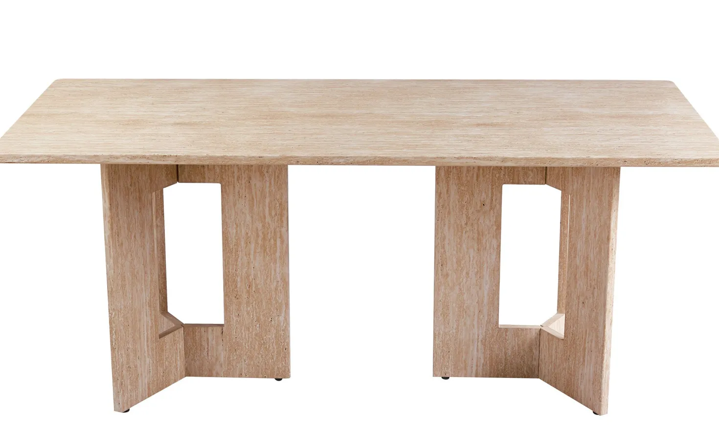 Table à manger rectangulaire Roselia 90x180cm Effet travertin Beige
