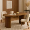 Table ovale Burundi avec pieds design style colonnes Bois Noyer