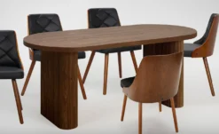 Table ovale Burundi avec pieds design style colonnes Bois Noyer