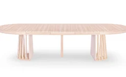 Table ovale extensible 150-300cm Eliza Effet Travertin Beige