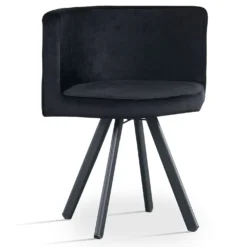 Table rectangulaire 150cm avec 6 chaises gain de place Oslo XL Effet marbre noir et Velours Noir