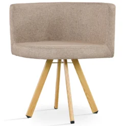 Table rectangulaire 150cm avec 6 chaises gain de place Oslo Blanc et Tissu Taupe