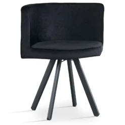 Table rectangulaire 150cm avec 6 chaises gain de place Oslo XL Effet marbre blanc et Velours Noir