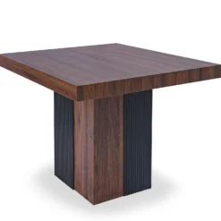 Table rectangulaire extensible Virzon 100-240cm Bois noisette et rainurage Noir