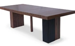 Table rectangulaire extensible Virzon 100-240cm Bois noisette et rainurage Noir