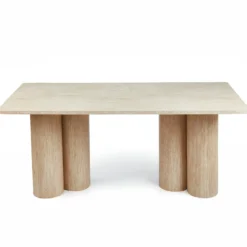 Table rectangulaire pieds colonnes design Historic 90x180cm Effet Travertin Beige