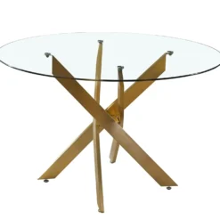 Table ronde en verre Corix pieds Or