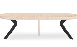 Table ronde extensible 110-260cm Myriade Effet travertin Beige et Noir