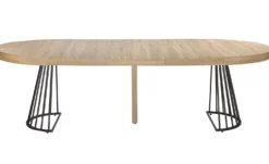Table ronde extensible Grivery Chêne Clair pieds Noir