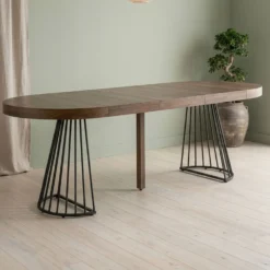 Table ronde extensible Grivery Bois Noisette pieds Noir