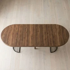 Table ronde extensible Grivery Bois Noisette pieds Noir
